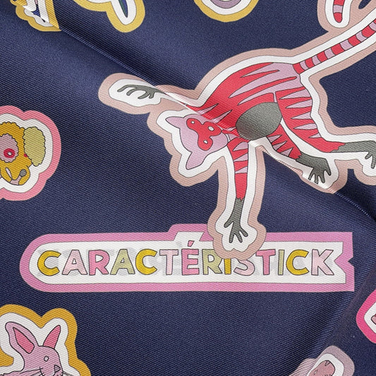 HERMES Carre Double Face Caracteristic Detail Size 90 Caban/Rose/Multicolor904165S Silk100%