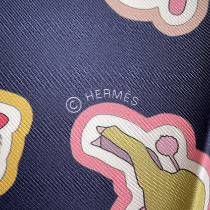 HERMES Carre Double Face Caracteristic Detail Size 90 Caban/Rose/Multicolor904165S Silk100%