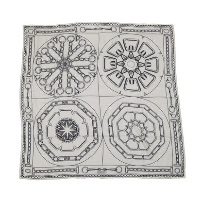 HERMES Giant Square "Kaleidoscope Effect" Size 140 Black/White Cashmere70% Silk30%