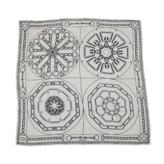 HERMES Giant Square "Kaleidoscope Effect" Size 140 Black/White Cashmere70% Silk30%