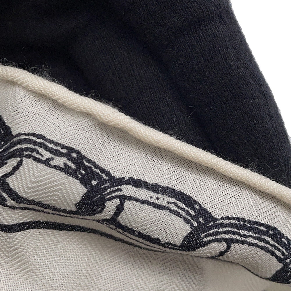 HERMES Giant Square "Kaleidoscope Effect" Size 140 Black/White Cashmere70% Silk30%