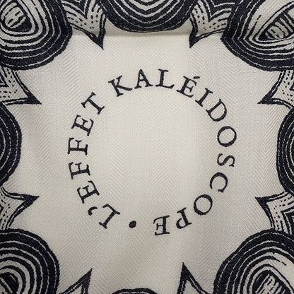 HERMES Giant Square "Kaleidoscope Effect" Size 140 Black/White Cashmere70% Silk30%