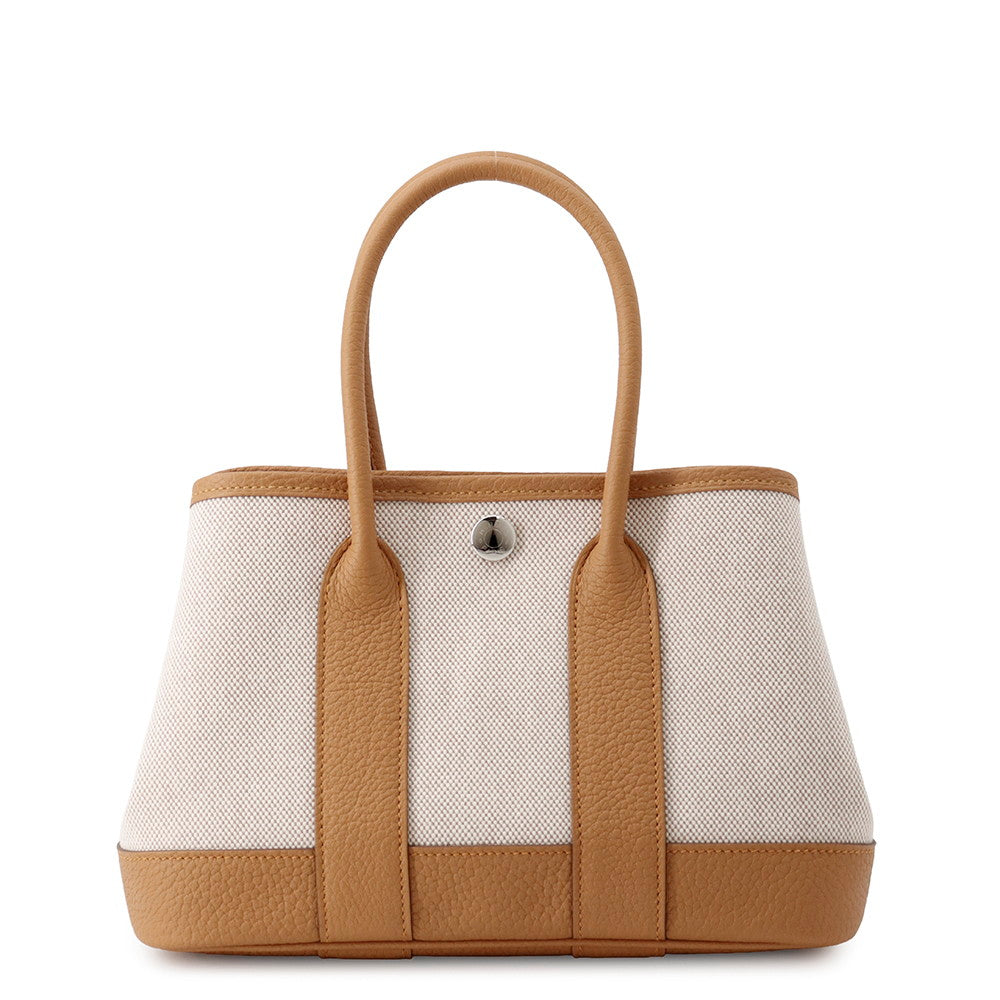 HERMES Neo Garden Ecru/Biscuit Toile H Negonda Leather Size 23