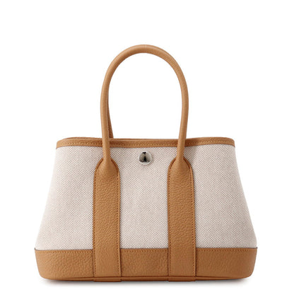 HERMES Neo Garden Ecru/Biscuit Toile H Negonda Leather Size 23