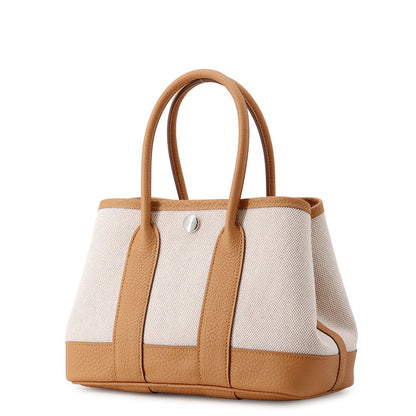 HERMES Neo Garden Ecru/Biscuit Toile H Negonda Leather Size 23