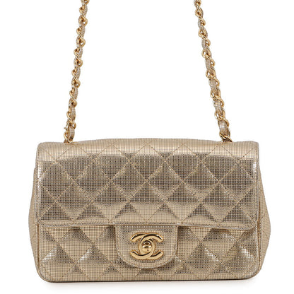 CHANEL Mini Matelasse Single Chain Bag MetalicGoldA69900 Leather Size 20