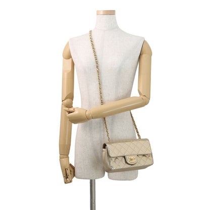 CHANEL Mini Matelasse Single Chain Bag MetalicGoldA69900 Leather Size 20