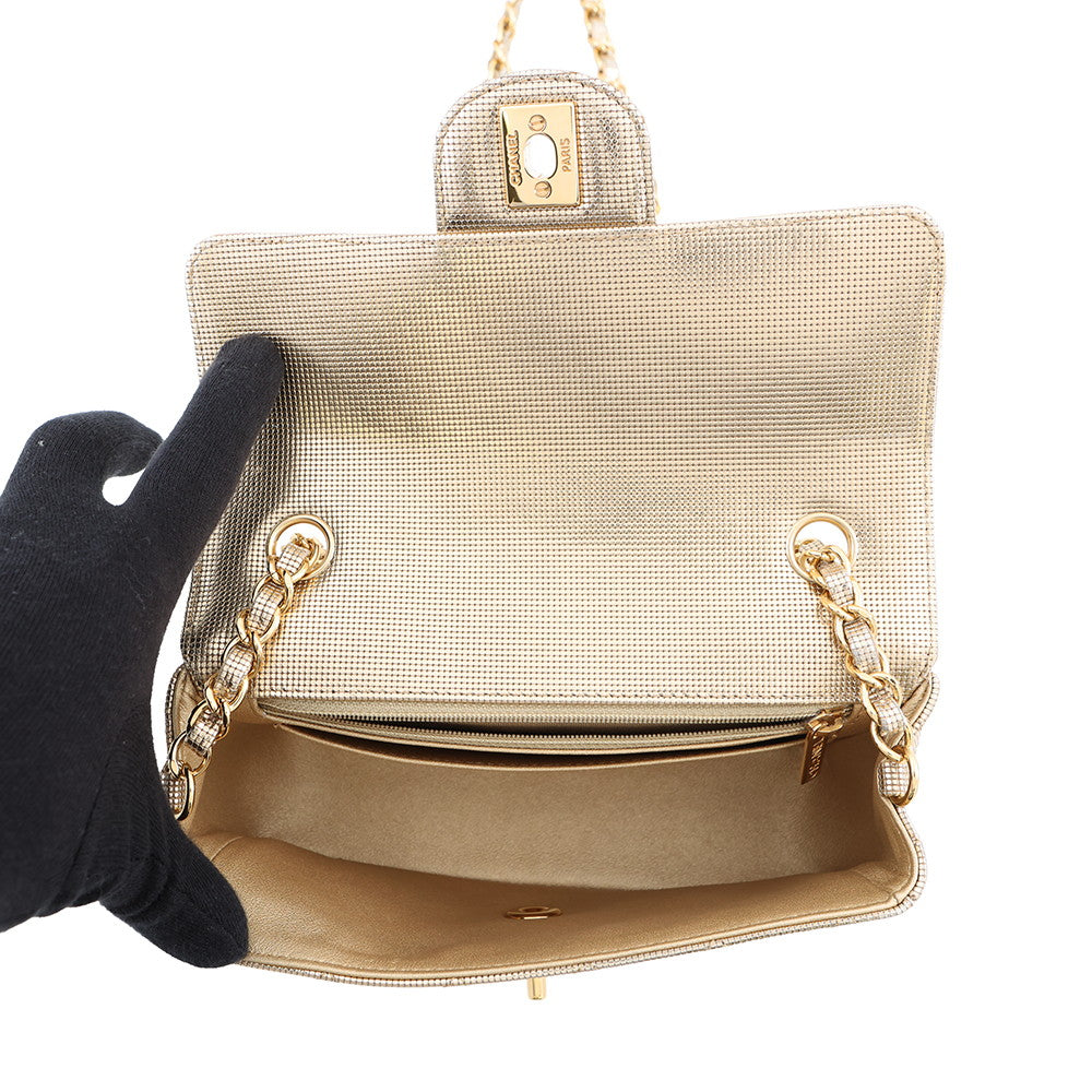 CHANEL Mini Matelasse Single Chain Bag MetalicGoldA69900 Leather Size 20