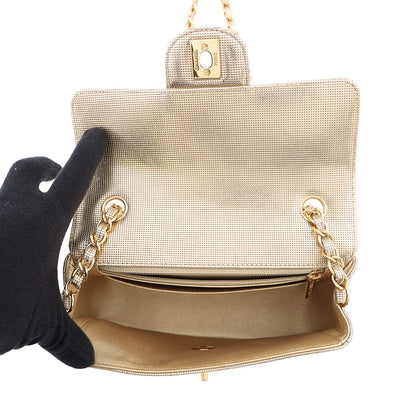 CHANEL Mini Matelasse Single Chain Bag MetalicGoldA69900 Leather Size 20