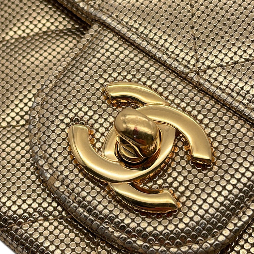 CHANEL Mini Matelasse Single Chain Bag MetalicGoldA69900 Leather Size 20