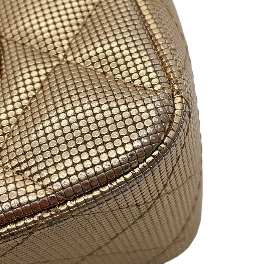 CHANEL Mini Matelasse Single Chain Bag MetalicGoldA69900 Leather Size 20