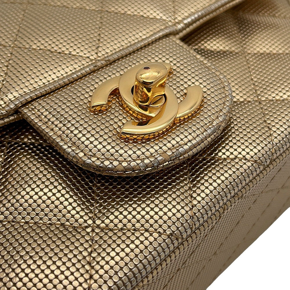 CHANEL Mini Matelasse Single Chain Bag MetalicGoldA69900 Leather Size 20