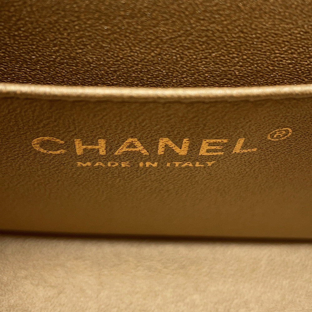 CHANEL Mini Matelasse Single Chain Bag MetalicGoldA69900 Leather Size 20