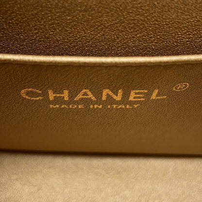 CHANEL Mini Matelasse Single Chain Bag MetalicGoldA69900 Leather Size 20