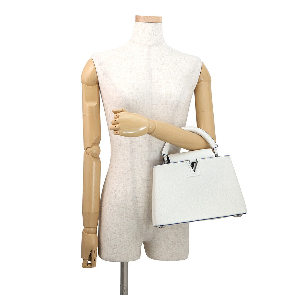 LOUIS VUITTON Capucines BB White/BlueM20828 Taurillon Leather