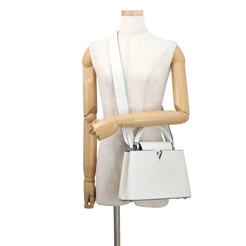 LOUIS VUITTON Capucines BB White/BlueM20828 Taurillon Leather