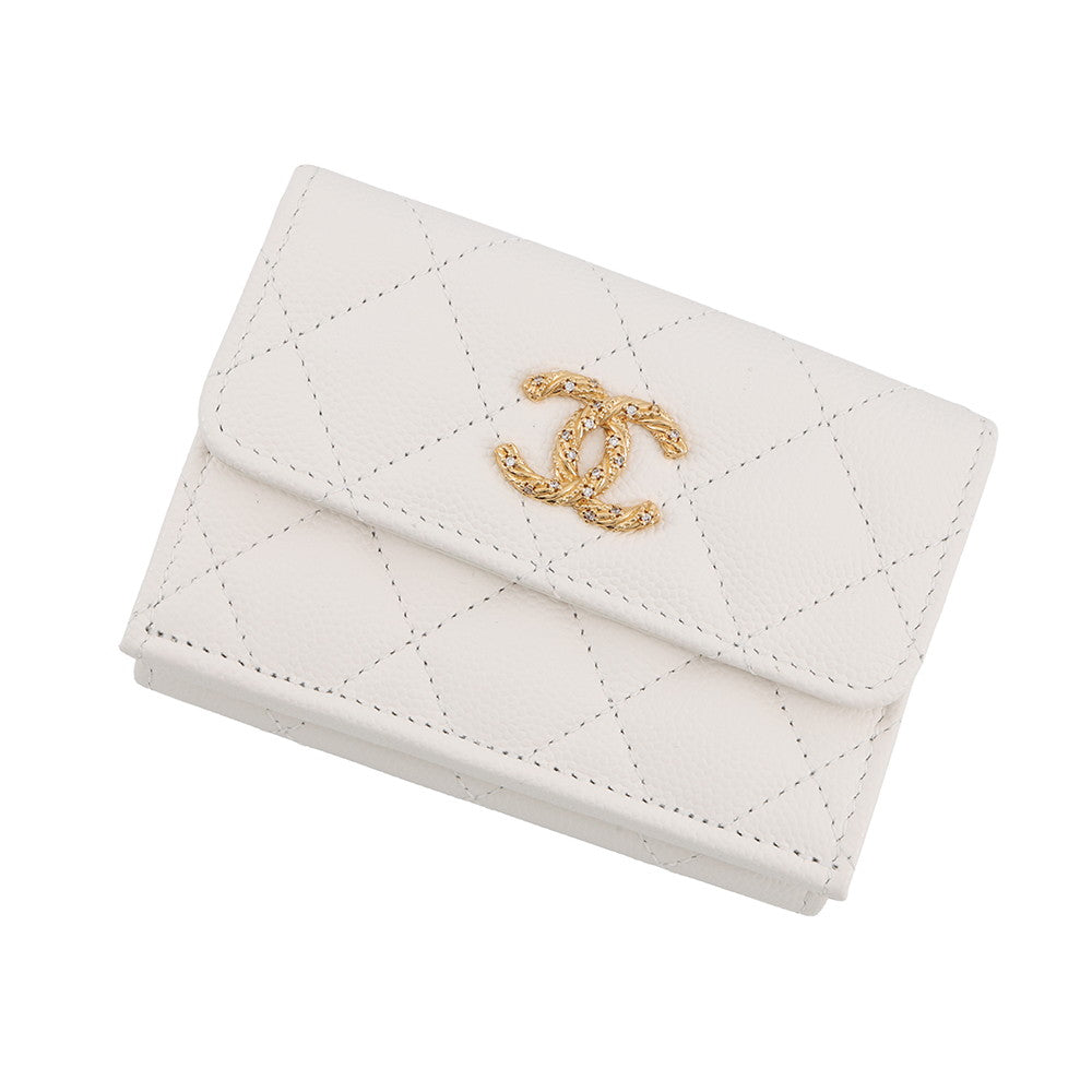 CHANEL Matelasse small wallet WhiteAP4564 Caviar Leather