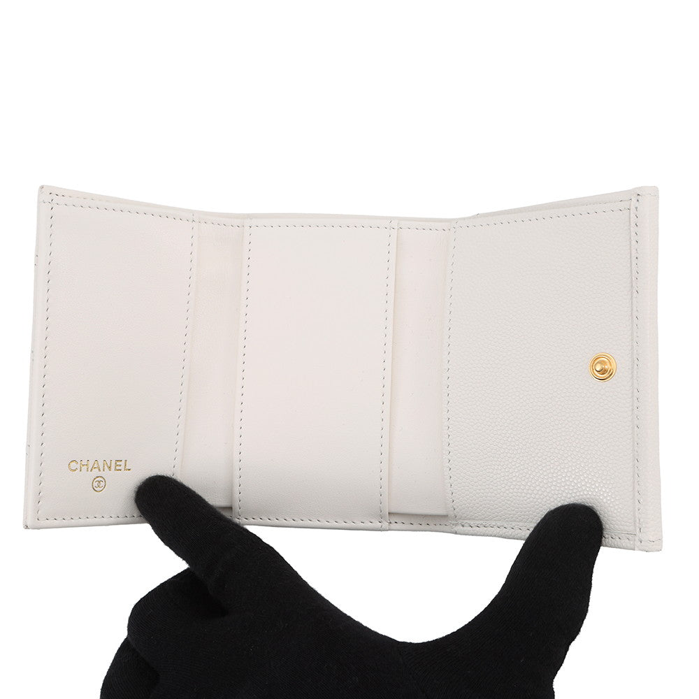 CHANEL Matelasse small wallet WhiteAP4564 Caviar Leather