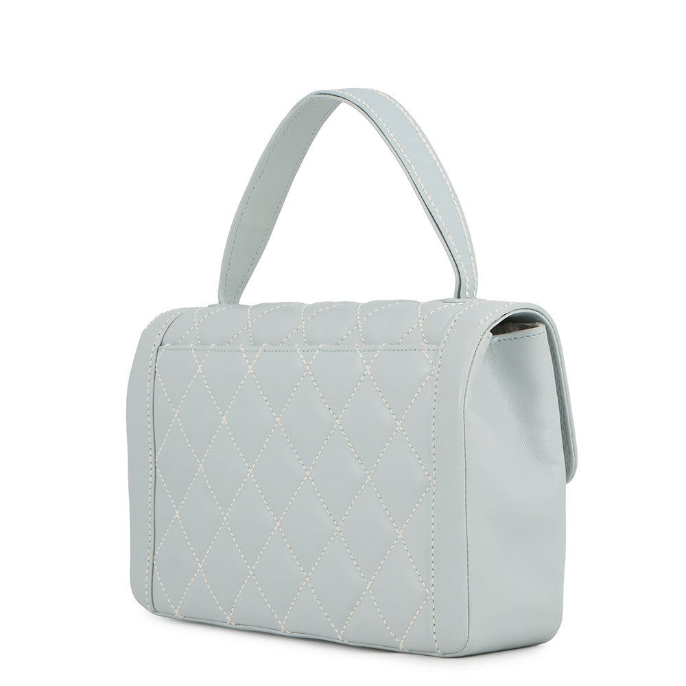 CHANEL Wild Stitch Matelasse Handbag Light Blue Lambskin