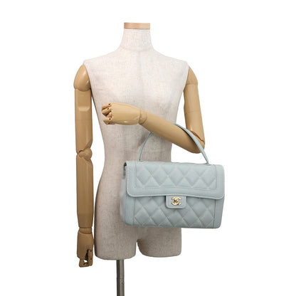 CHANEL Wild Stitch Matelasse Handbag Light Blue Lambskin