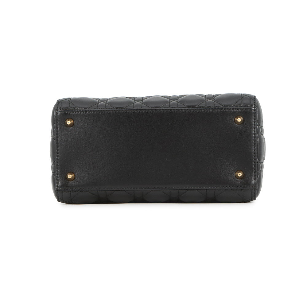 Dior Cannage Lady Dior 2WAY Handbag BlackCAL44550 Lambskin Size Medium