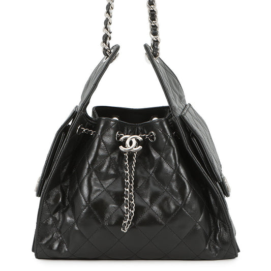 CHANEL CHANEL25 ChainShoulder Bag BlackAS5293 Shiny Crumple Calf Leather Size Small