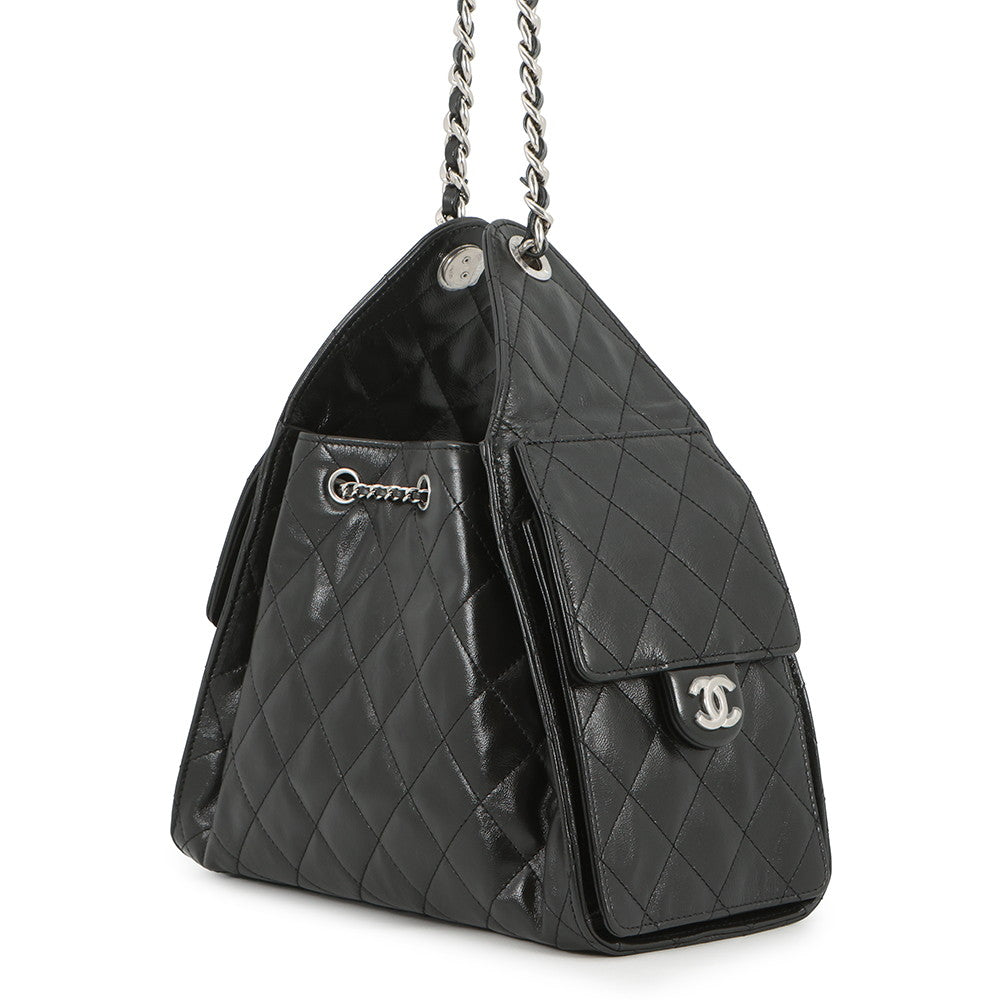 CHANEL CHANEL25 ChainShoulder Bag BlackAS5293 Shiny Crumple Calf Leather Size Small