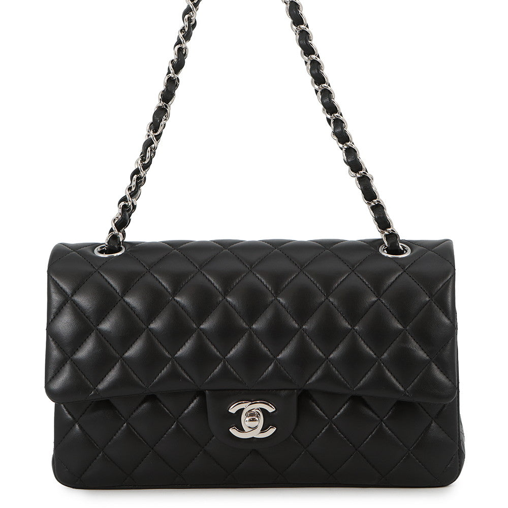 CHANEL Matelasse W Flap ChainShoulder Bag BlackA01112 Lambskin Size 25