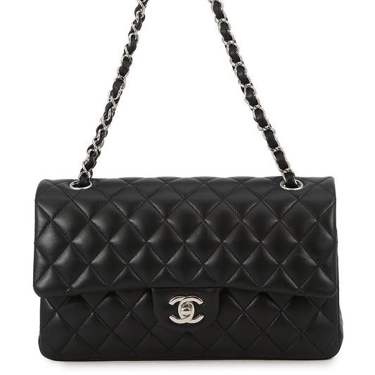 CHANEL Matelasse W Flap ChainShoulder Bag BlackA01112 Lambskin Size 25