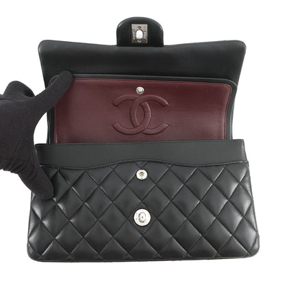 CHANEL Matelasse W Flap ChainShoulder Bag BlackA01112 Lambskin Size 25