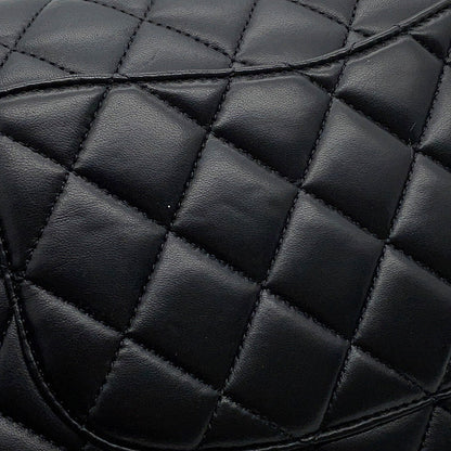 CHANEL Matelasse W Flap ChainShoulder Bag BlackA01112 Lambskin Size 25