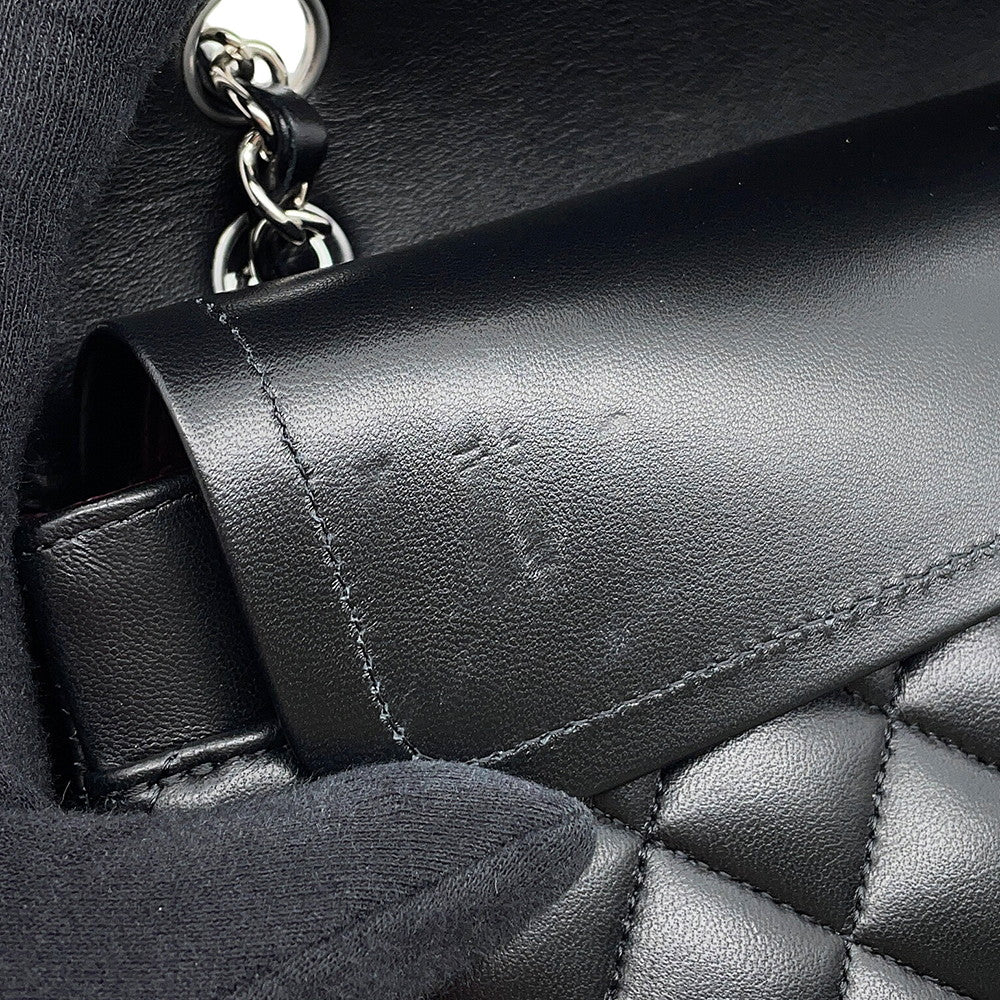 CHANEL Matelasse W Flap ChainShoulder Bag BlackA01112 Lambskin Size 25