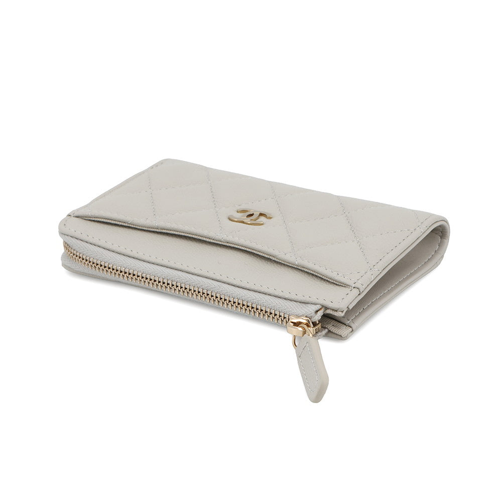 CHANEL Timeless Classics Fragment Case Light GrayAP3179 Caviar Leather