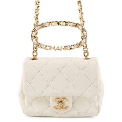 CHANEL Mini Matelasse Handle WhiteAS3450 Calf Leather