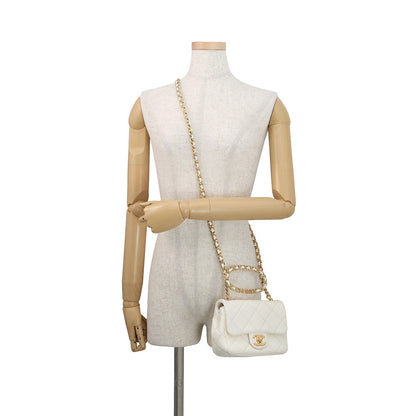 CHANEL Mini Matelasse Handle WhiteAS3450 Calf Leather