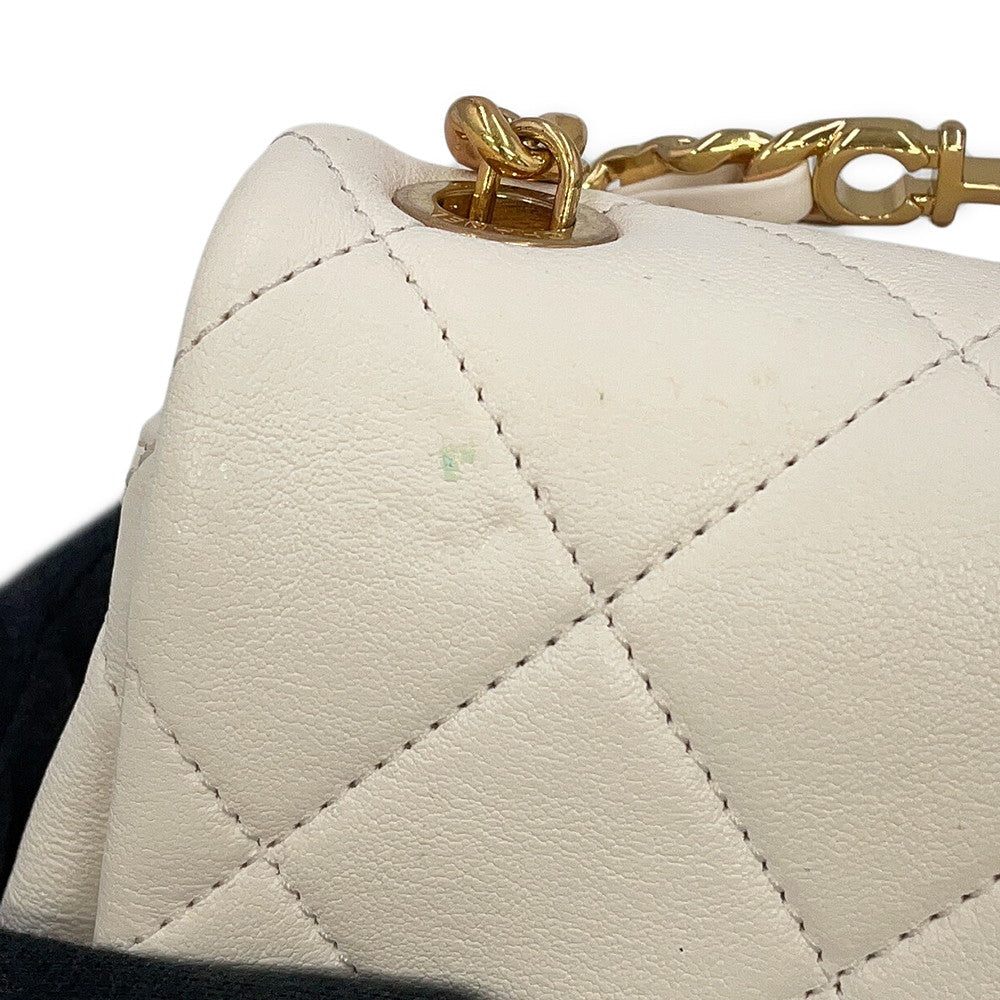 CHANEL Mini Matelasse Handle WhiteAS3450 Calf Leather