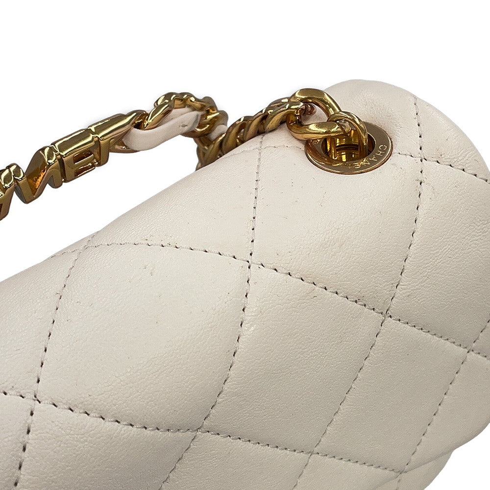 CHANEL Mini Matelasse Handle WhiteAS3450 Calf Leather