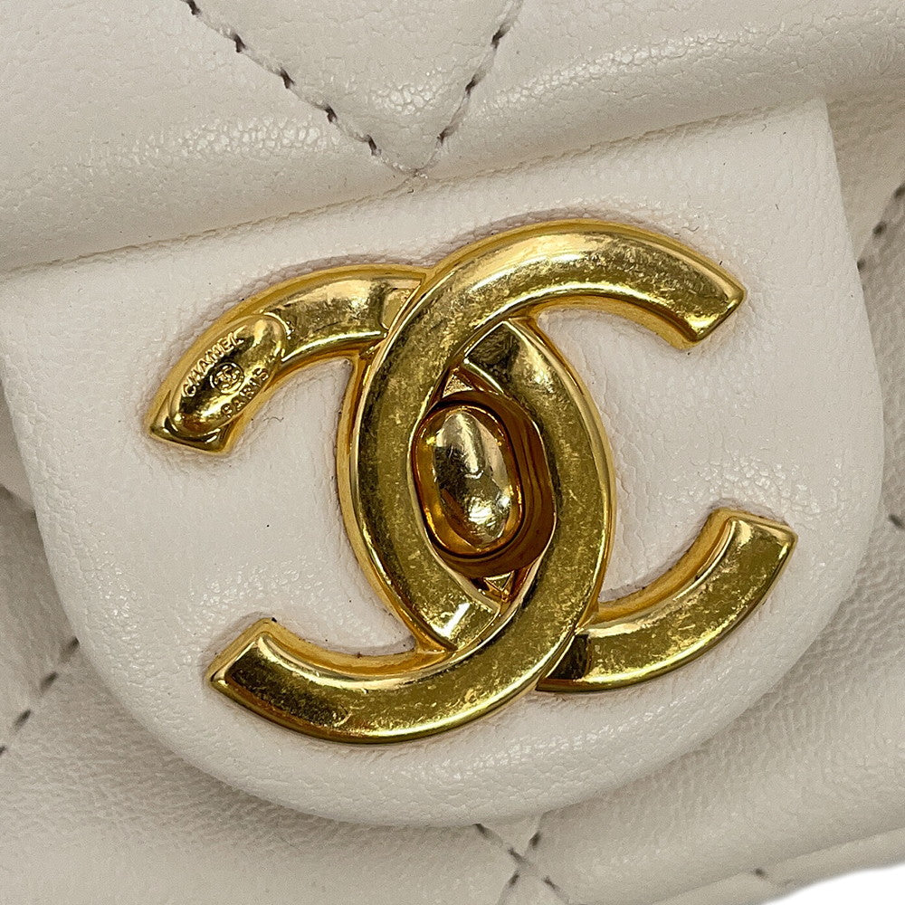 CHANEL Mini Matelasse Handle WhiteAS3450 Calf Leather