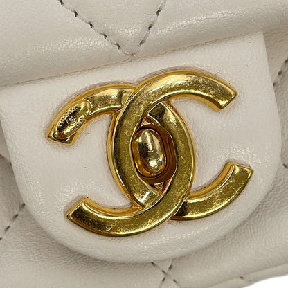 CHANEL Mini Matelasse Handle WhiteAS3450 Calf Leather