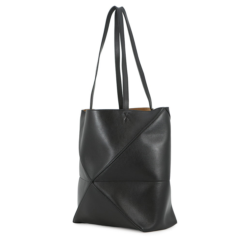 LOEWE puzzle fold tote BlackA657G50X01 Shiny Calf Leather Size Medium