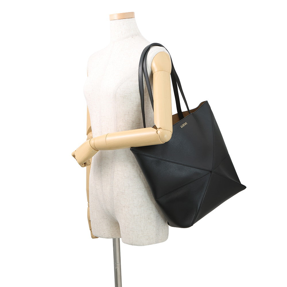 LOEWE puzzle fold tote BlackA657G50X01 Shiny Calf Leather Size Medium