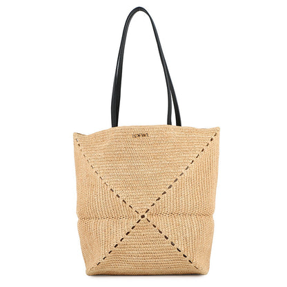 LOEWE puzzle fold tote NaturalA779G50X08 Raffia Calf Leather Size Medium