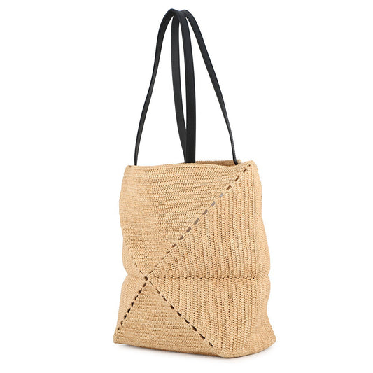 LOEWE puzzle fold tote NaturalA779G50X08 Raffia Calf Leather Size Medium