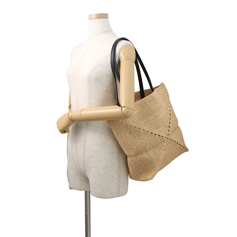LOEWE puzzle fold tote NaturalA779G50X08 Raffia Calf Leather Size Medium
