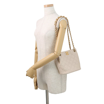 CHANEL Matelasse Chain Shoulder Bucket Bag BeigeAS3873 Lambskin Size Small