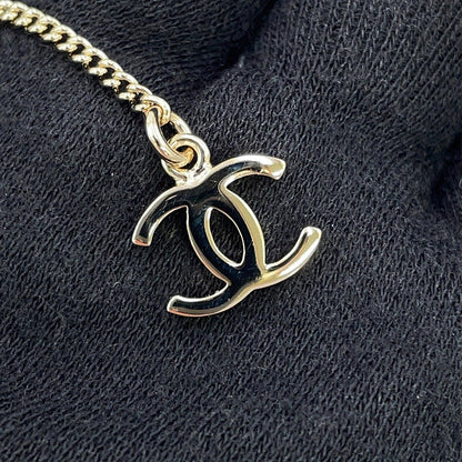 CHANEL CC Logo Bambi Motif Long Necklace Gold Plated Rhinestone Faux Pearl