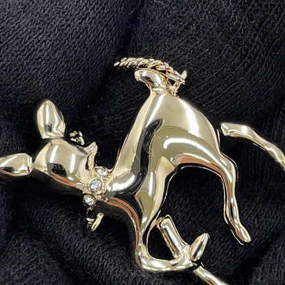 CHANEL CC Logo Bambi Motif Long Necklace Gold Plated Rhinestone Faux Pearl