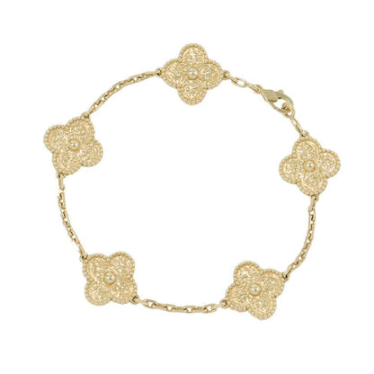 Van Cleef & Arpels Vintage Alhambra Bracelet 5 motifs Size vintageVCARO1IE00 18K Yellow Gold