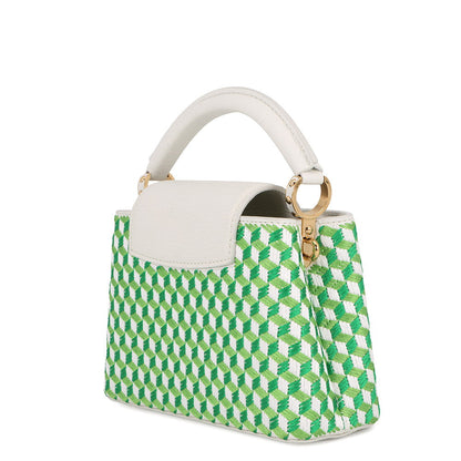 LOUIS VUITTON Capucines Green/WhiteM59879 Taurillon Leather Textile Size MINI