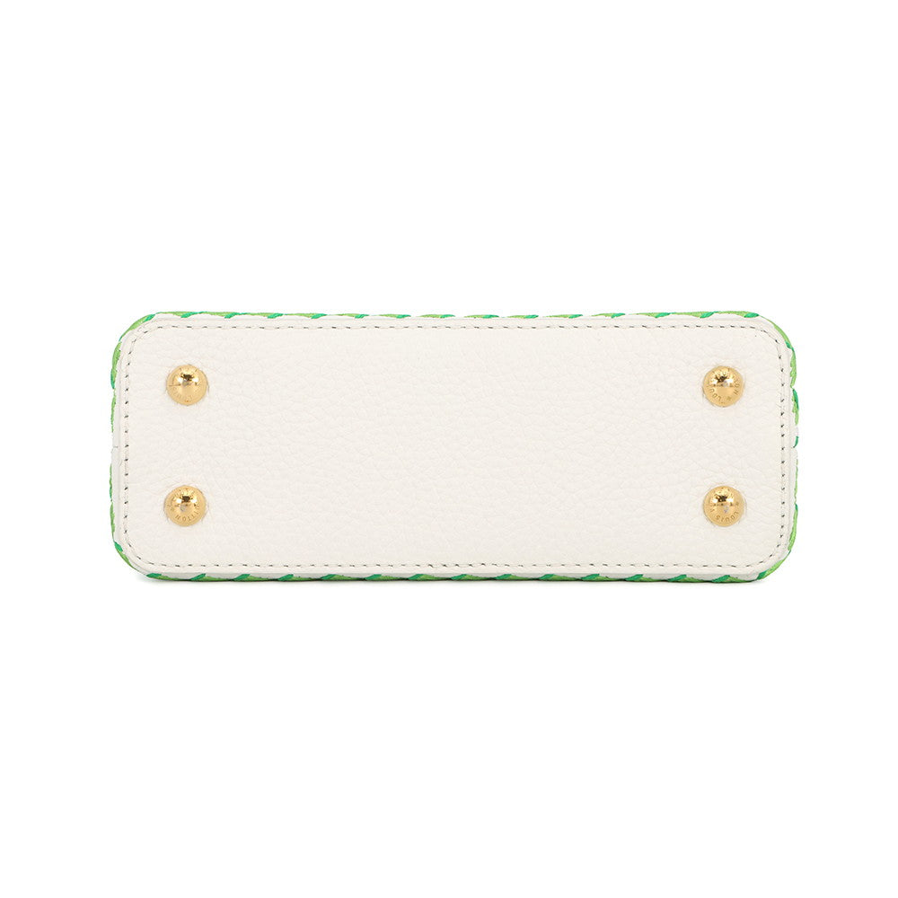 LOUIS VUITTON Capucines Green/WhiteM59879 Taurillon Leather Textile Size MINI
